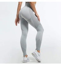 Damen Sport Leggings mit Muster - Bequeme Fitnesshose-Grau-S-Luzern Mode
