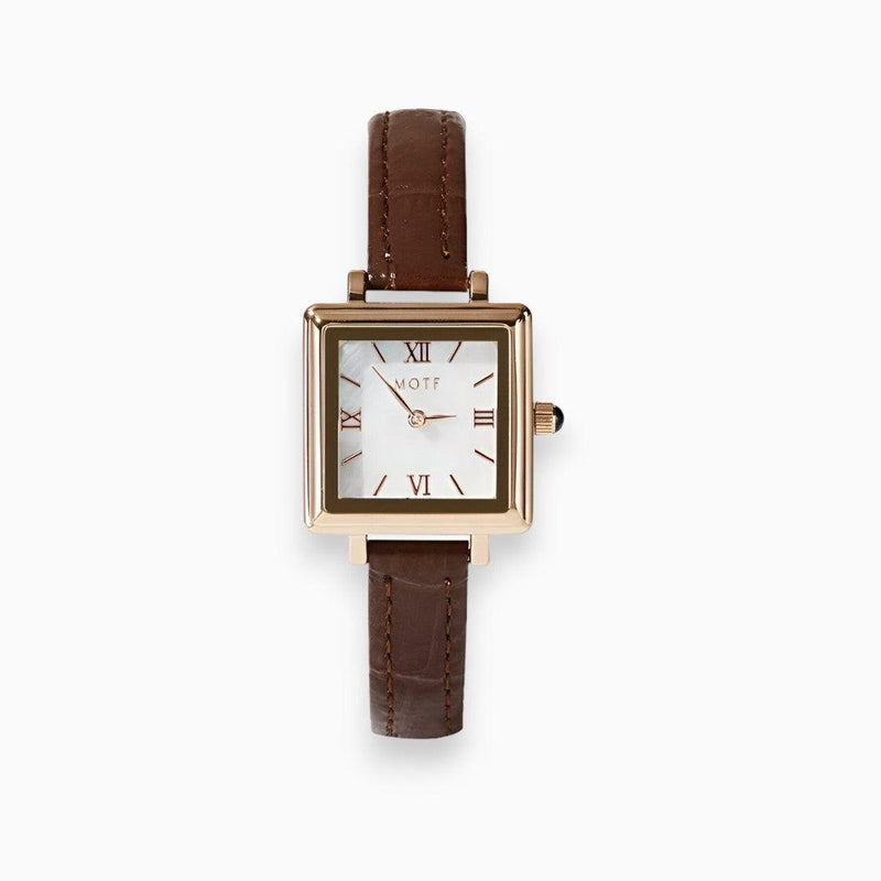 Luxus Damen Armbanduhr mit Lederarmband und Quadratgehäuse-Luzern Mode