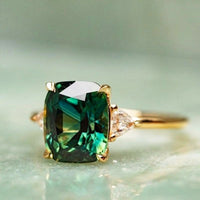 Goldener Ring | Smaragd Quadratisch Grün Stilvoll Langlebig Verstellbar-Luzern Mode