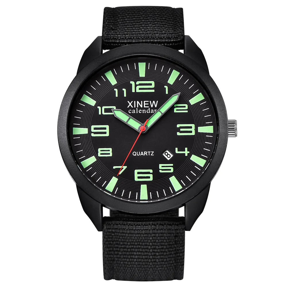 Uhr | Analog | Quarz | Leuchtende Zeiger | Kalender-Schwarz-Luzern Mode
