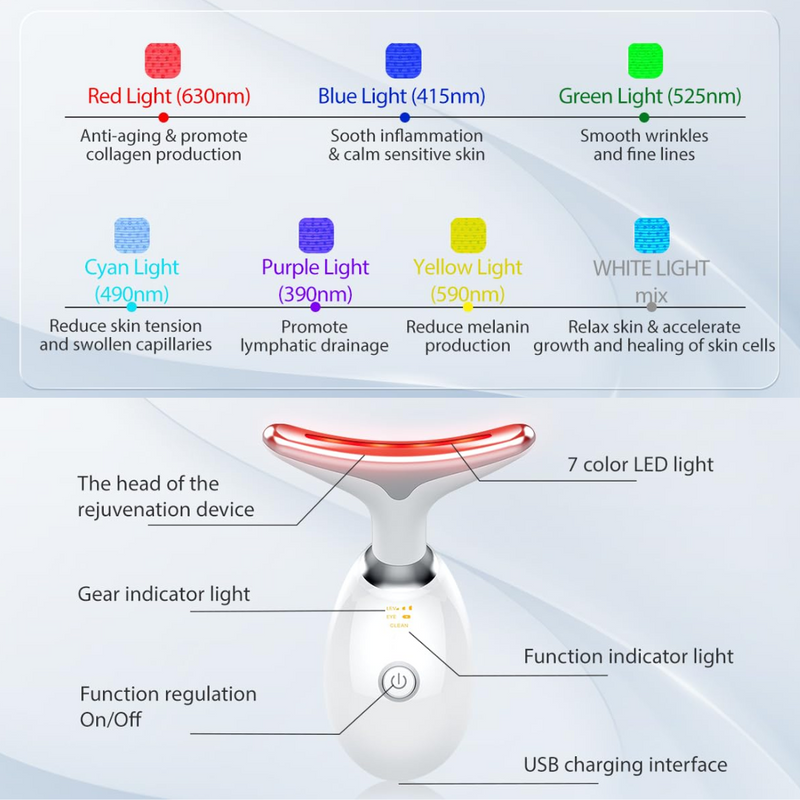 Gesichts-Massager | Multifunktionale Verjüngende LED-Lichttherapie-Luzern Mode