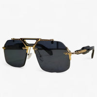 Sonnenbrille | Metal | Oversized | Randlos | Unisex | UV-Schutz-Grau Gold-Luzern Mode