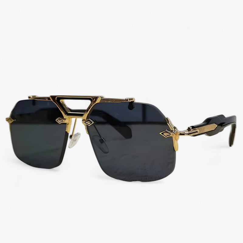 Sonnenbrille | Metal | Oversized | Randlos | Unisex | UV-Schutz-Grau Gold-Luzern Mode