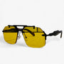 Sonnenbrille | Metal | Oversized | Randlos | Unisex | UV-Schutz-Schwarz Gelb-Luzern Mode
