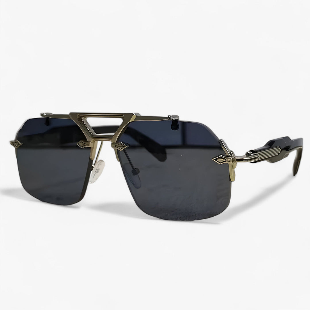 Sonnenbrille | Metal | Oversized | Randlos | Unisex | UV-Schutz-Silber Grau-Luzern Mode