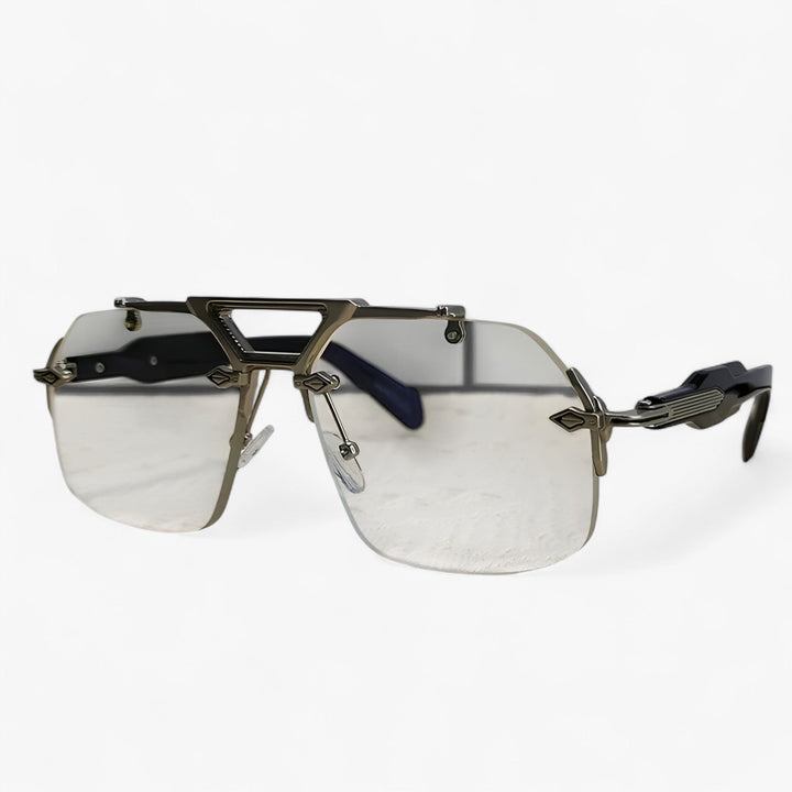 Sonnenbrille | Metal | Oversized | Randlos | Unisex | UV-Schutz-Transparant Silber-Luzern Mode