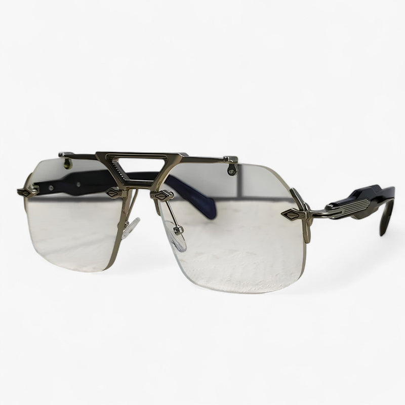 Sonnenbrille | Metal | Oversized | Randlos | Unisex | UV-Schutz-Transparant Silber-Luzern Mode