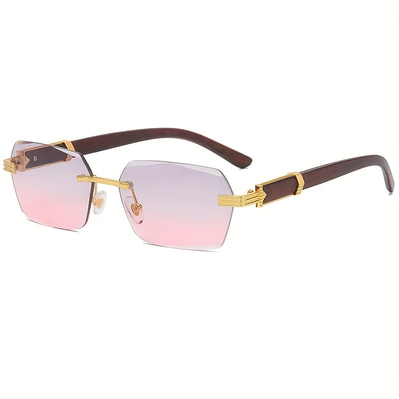 Randlose Sonnenbrille mit Rechteckigen Gläsern und Kunstholz-Bügel – Verro