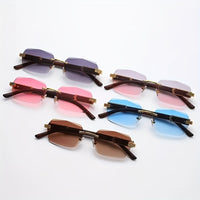 Randlose Sonnenbrille mit Rechteckigen Gläsern und Kunstholz-Bügel – Verro