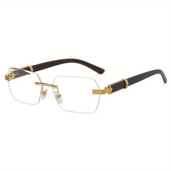 Randlose Sonnenbrille mit Rechteckigen Gläsern und Kunstholz-Bügel – Verro