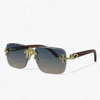 Sonnenbrille | Metallakzenten | Randlos | UV400 | Unisex | Steampunk-Grau Gold-Luzern Mode