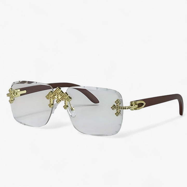 Sonnenbrille | Metallakzenten | Randlos | UV400 | Unisex | Steampunk-Hellbraun-Luzern Mode