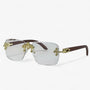 Sonnenbrille | Metallakzenten | Randlos | UV400 | Unisex | Steampunk-Hellbraun-Luzern Mode