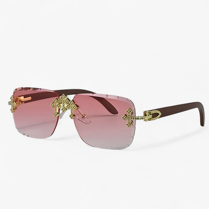 Sonnenbrille | Metallakzenten | Randlos | UV400 | Unisex | Steampunk-Rosa-Luzern Mode