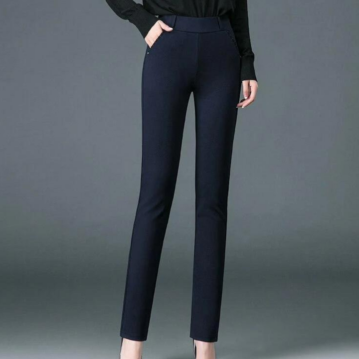 Elegante Damenhose mit hoher Taille für Büro und Alltag-Dunkelblau-XS-Luzern Mode