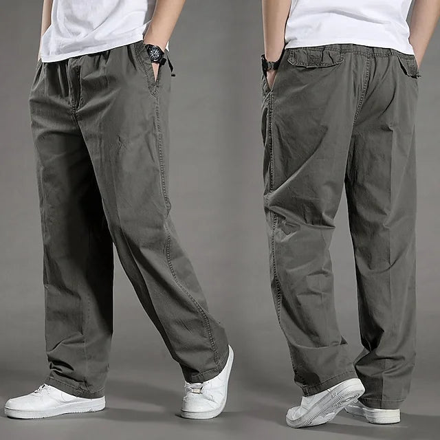 Herren Freizeithose mit elastischem Bund und Taschen-Grün-M-Luzern Mode