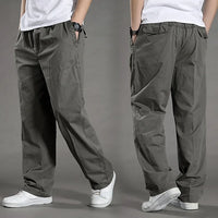 Herren Freizeithose mit elastischem Bund und Taschen-Grün-M-Luzern Mode