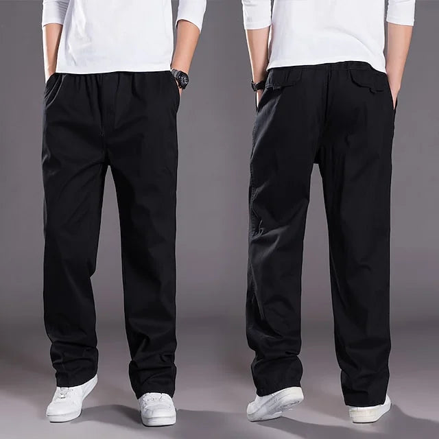 Herren Freizeithose mit elastischem Bund und Taschen-Schwarz-M-Luzern Mode