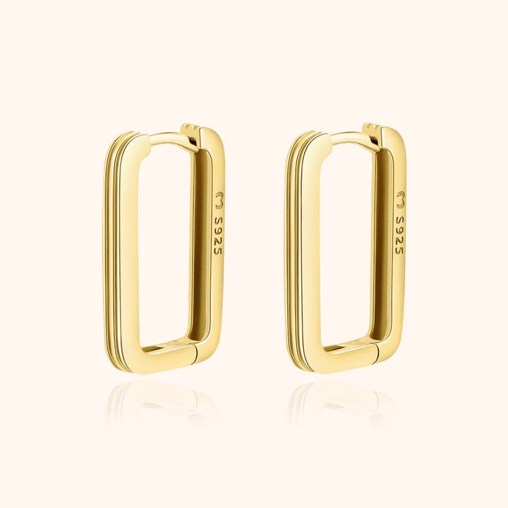 Rechteckige Ohrringe | Clip Stilvoll Sterling-Silber Gold Vielseitig-Gold-Luzern Mode