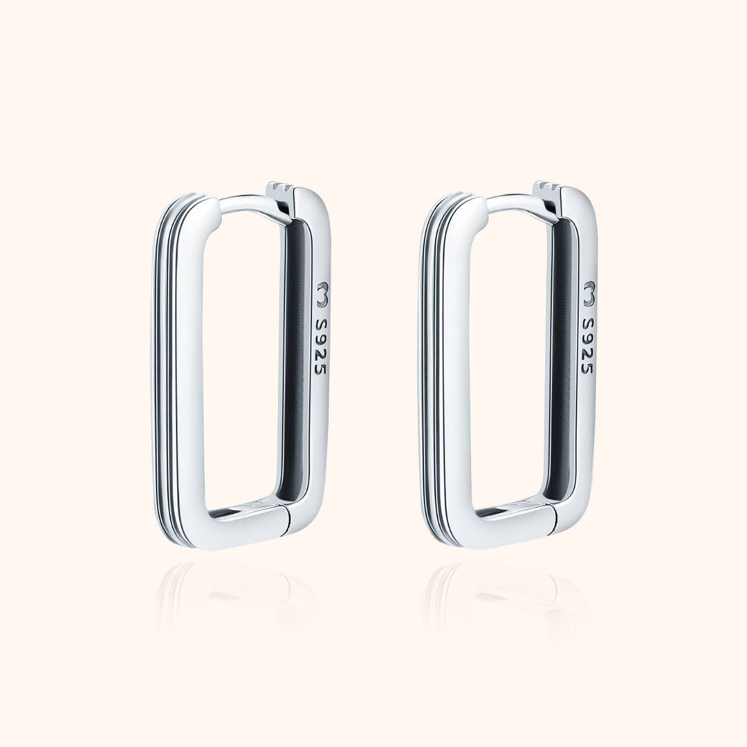 Rechteckige Ohrringe | Clip Stilvoll Sterling-Silber Gold Vielseitig-Silber-Luzern Mode
