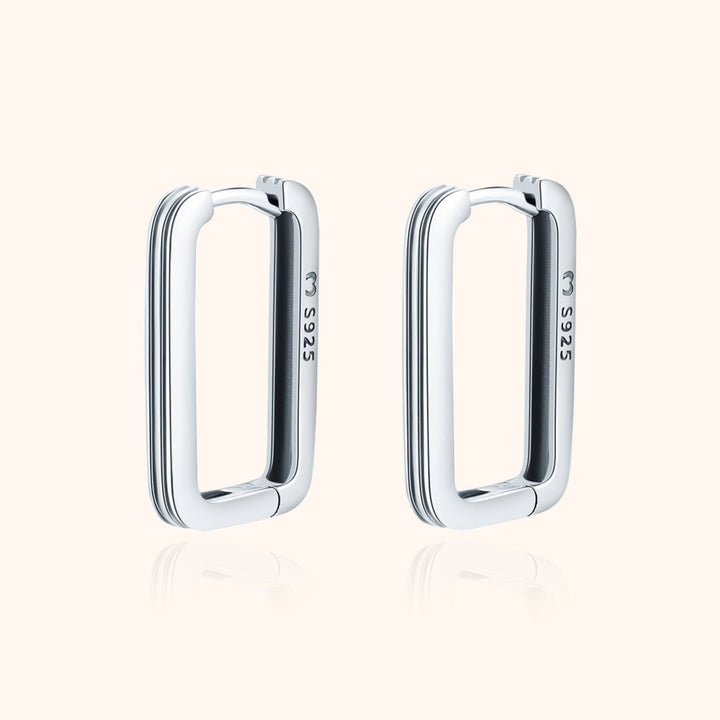 Rechteckige Ohrringe | Clip Stilvoll Sterling-Silber Gold Vielseitig-Silber-Luzern Mode