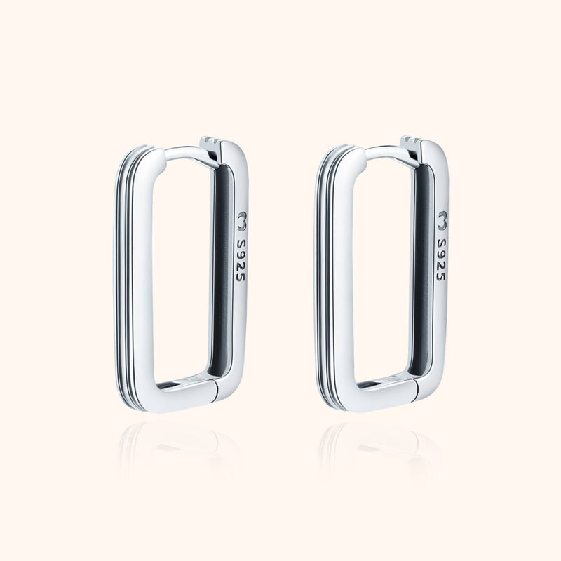Rechteckige Ohrringe | Clip Stilvoll Sterling-Silber Gold Vielseitig-Silber-Luzern Mode
