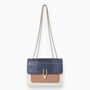 Luxuriöse Damenhandtasche mit Krokodilprägung und Kette-Dunkelblau-Luzern Mode