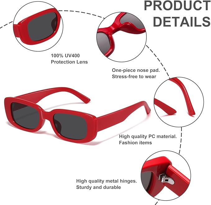 Rechteckige Sonnenbrille Unisex UV-Schutz Retro Design-Luzern Mode