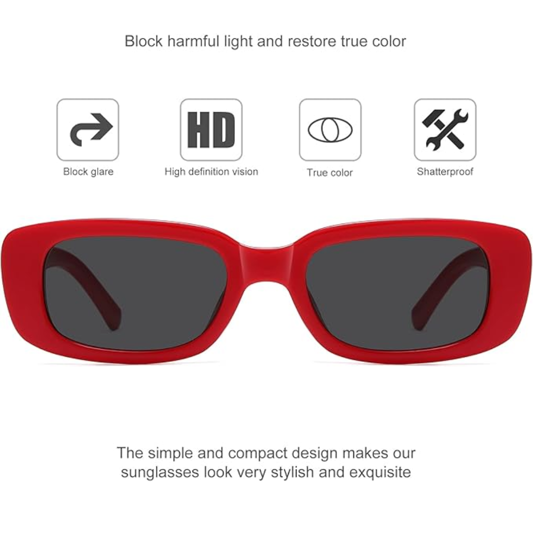 Rechteckige Sonnenbrille Unisex UV-Schutz Retro Design-Luzern Mode