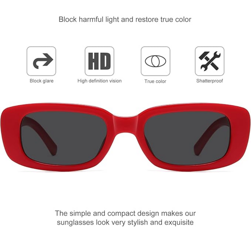 Rechteckige Sonnenbrille Unisex UV-Schutz Retro Design-Luzern Mode