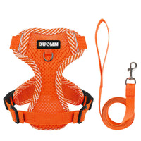Hundegeschirr für kleine Hunde | Reflektierend mit Leine, Atmungsaktiv, Komfortabel-Orange-S-Luzern Mode