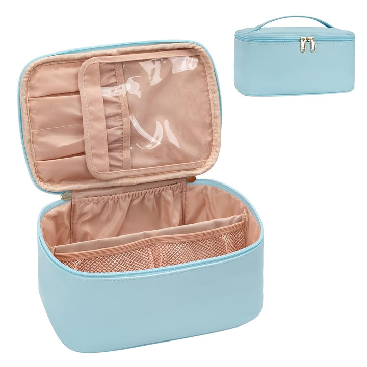Make-Up Reisetasche | Kompakt Verstellbar Mit Fächern, Geräumig, Leichtgewichtig-Blau-Luzern Mode