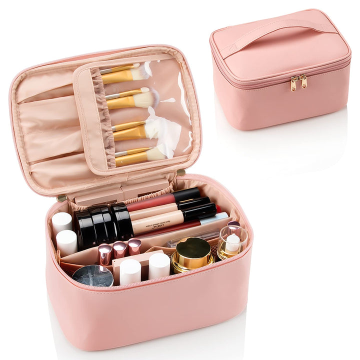 Make-Up Reisetasche | Kompakt Verstellbar Mit Fächern, Geräumig, Leichtgewichtig-Rosa-Luzern Mode