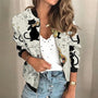 Damenjacke mit buntem Blumenmuster - Modische Freizeitjacke-Grau-S-Luzern Mode