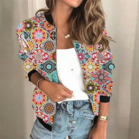 Damenjacke mit buntem Blumenmuster - Modische Freizeitjacke-Mehrfarbig-S-Luzern Mode