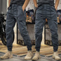 Herren Cargohose | Lang | Einfarbig | Stretch | Taschen | Kordelzug-Dunkelblau-M-Luzern Mode