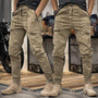Herren Cargohose | Lang | Einfarbig | Stretch | Taschen | Kordelzug-Khaki-M-Luzern Mode
