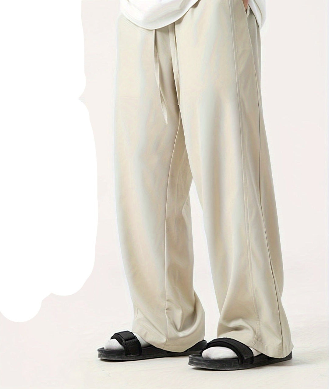 Herren Jogginghose mit Kordelzug - Bequeme Freizeithose-Beige-M-Luzern Mode