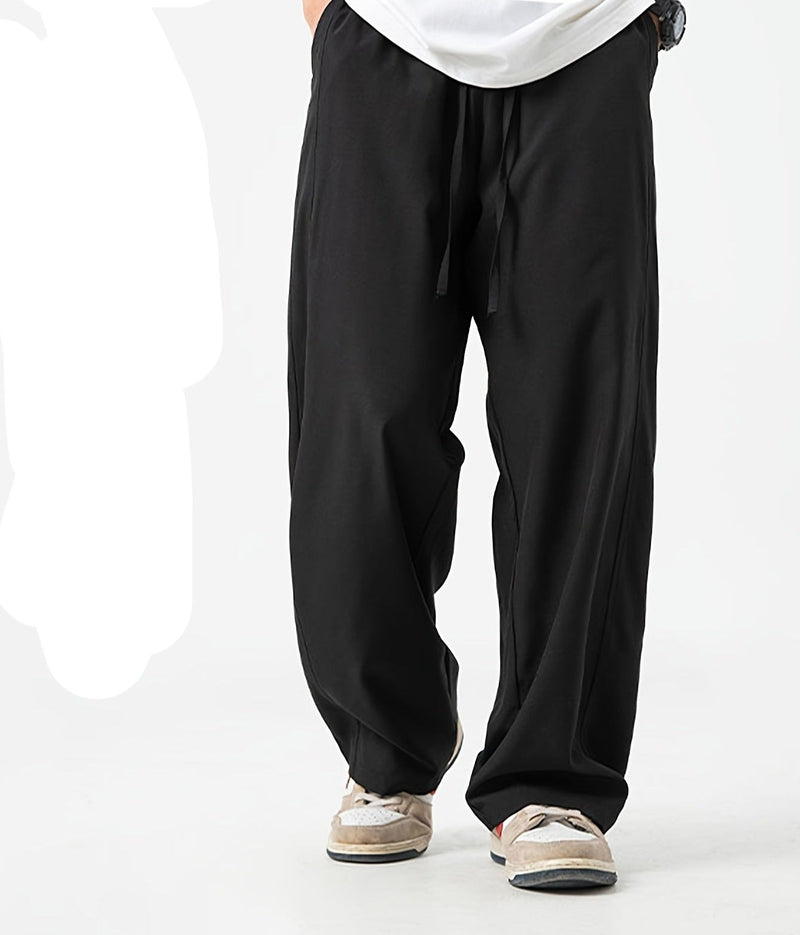 Herren Jogginghose mit Kordelzug - Bequeme Freizeithose-Schwarz-M-Luzern Mode