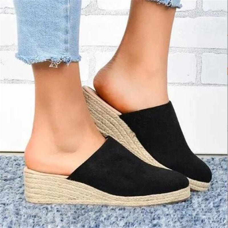 Sleehak Sandalen | Dichte Neus | Rond | Leer | Vegan Wildleder | Antirutsch-Luzern Mode