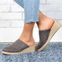 Sleehak Sandalen | Dichte Neus | Rond | Leer | Vegan Wildleder | Antirutsch-Dunkelgrau-35-Luzern Mode