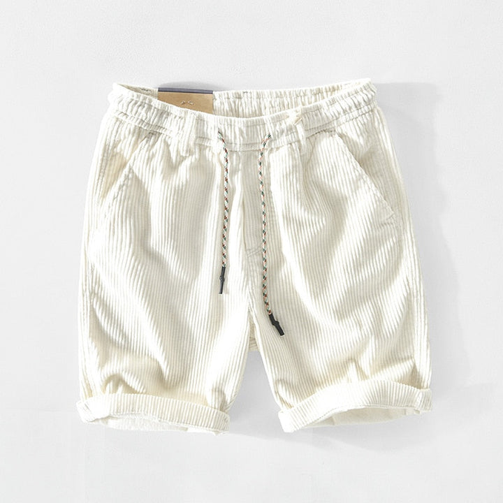 Herren Cordshorts Sommer | Retro Look | Baumwolle | Bequem | Lässig & Stylisch-Weiß-S-Luzern Mode