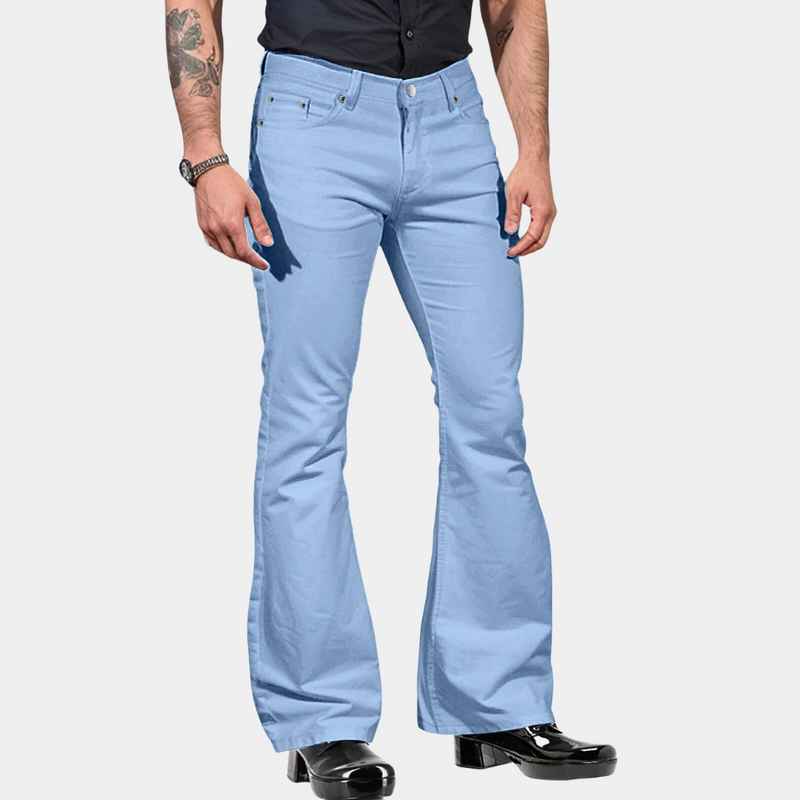 Herren Schlaghose Retro-Design mit Stretch-Komfort-Blau-S-Luzern Mode
