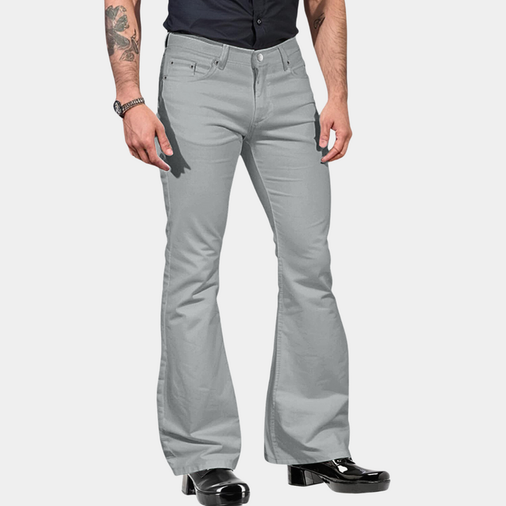 Herren Schlaghose Retro-Design mit Stretch-Komfort-Grau-S-Luzern Mode