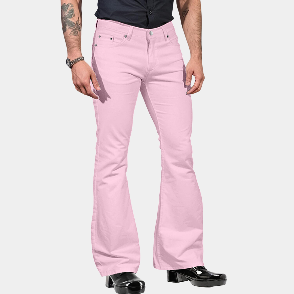 Herren Schlaghose Retro-Design mit Stretch-Komfort-Rosa-S-Luzern Mode
