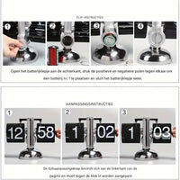 Tischuhr | Edelstahl | Flip-Page-System | Automatisch | Quarz-Luzern Mode