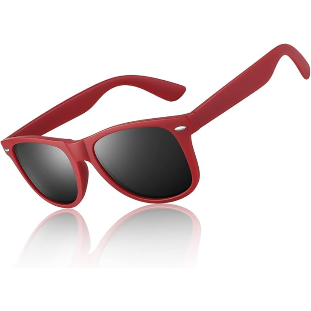 HD Polarisierte Sonnenbrille mit UV400 Schutz und Komfort-Matt Rot Rahmen | Rauchglas-Luzern Mode