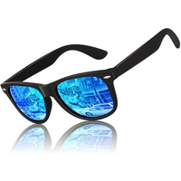 HD Polarisierte Sonnenbrille mit UV400 Schutz und Komfort-Matt Schwarz Rahmen | Eisblaues Spiegelglas-Luzern Mode