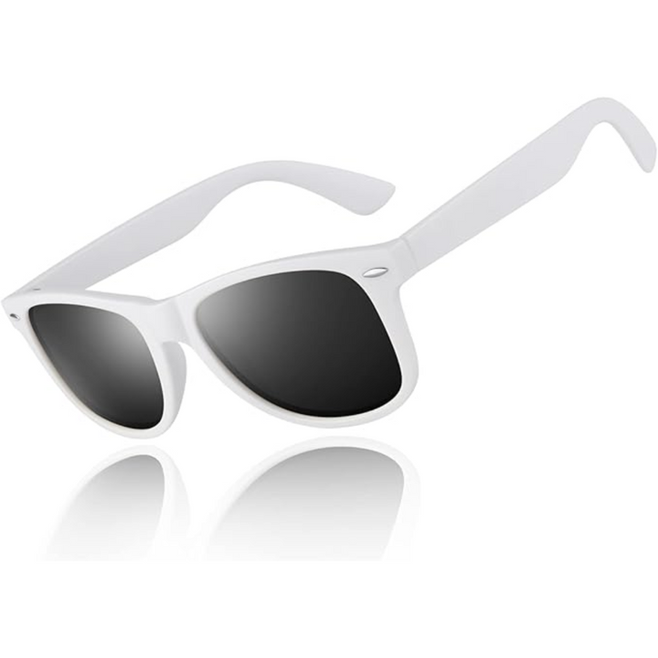 HD Polarisierte Sonnenbrille mit UV400 Schutz und Komfort-Matt Weiß Rahmen | Rauchglas-Luzern Mode