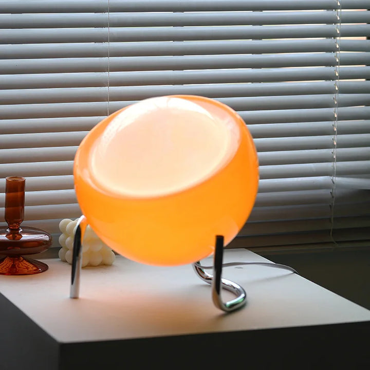 Orange Tischlampe | Retro Stilvoll Einzigartig Stimmungsvolles Glas LED Nachhaltig-Luzern Mode